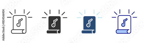 Music Sheet Icon Set. Designed In Multi Style