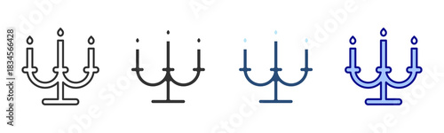 Candelabra Icon Set. Designed In Multi Style