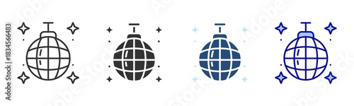 Disco Ball Icon Set. Designed In Multi Style