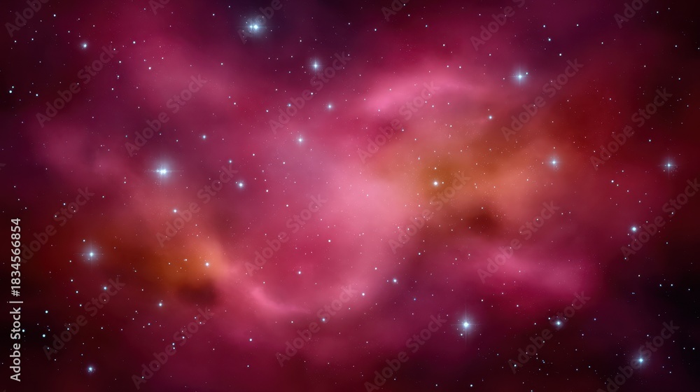 Fototapeta premium Vast Cosmic Nebula with Bright Stars Glowing in Deep Space Against a Rich Purple Background Full of Stellar Wonders and Astronomical Beauty
