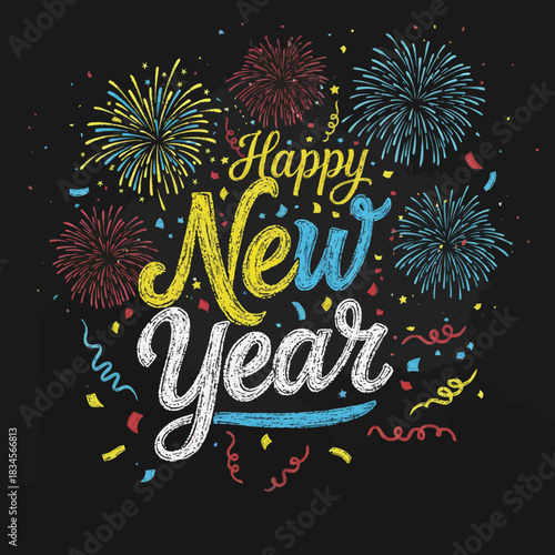 Happy New Year Fireworks Display