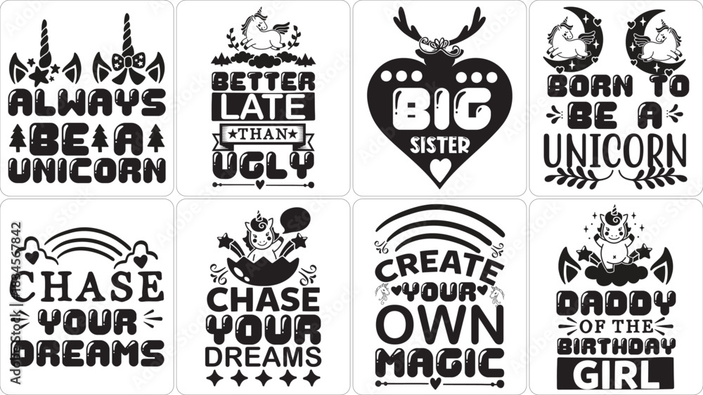 Fototapeta premium Whimsical and inspirational typography designs for crafts and gifts