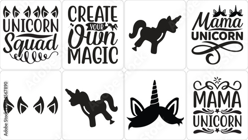 Unicorn themed svg designs for crafts and apparel