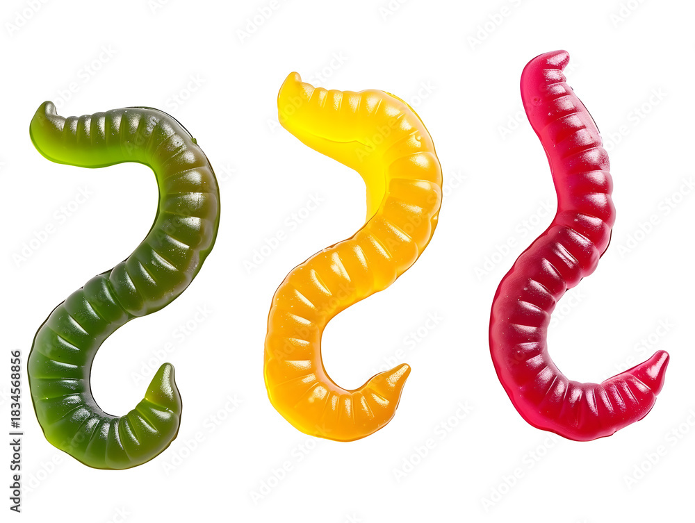 Fototapeta premium gummy worm candies isolated on white background