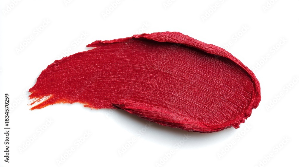 Fototapeta premium Vivid Red Paint Stroke on White Background for Artistic Applications and Creative Projects in Various Design Contexts