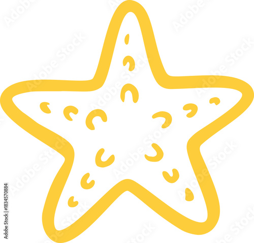 Yellow Starfish Doodle Element