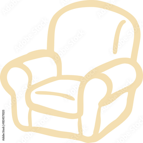 Doodle Beige Armchair Outline