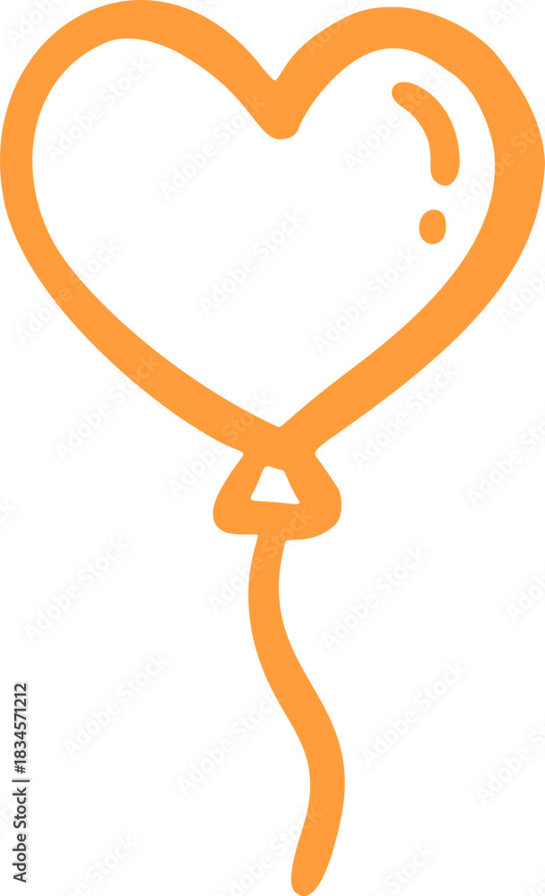 Obraz premium Orange Doodle Heart Balloon