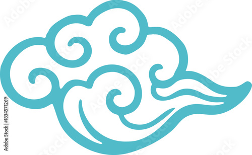 Teal Ruyi Cloud Doodle