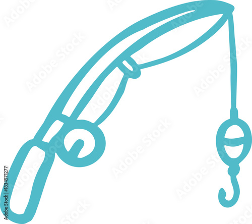 Fishing rod doodle element
