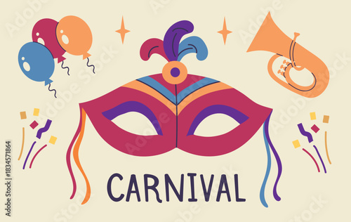 Mardi gras carnival card banner poster invitation illustration