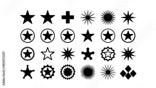 black star icons isolated on white background