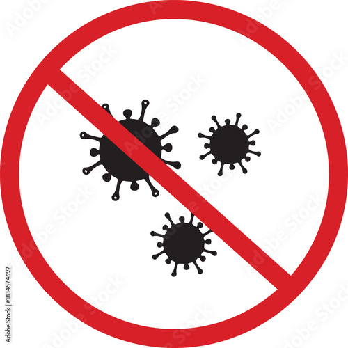 Stop Germs and Bacteria Prohibition Sign Vector