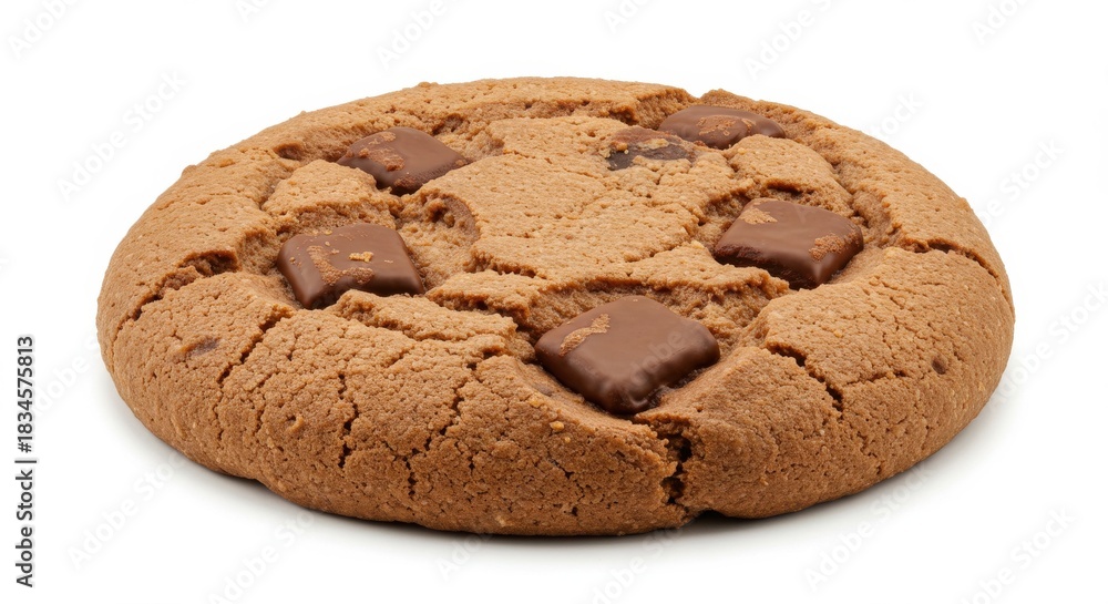 Fototapeta premium Delicious chocolate chunk cookie isolated on white background, a sweet treat for dessert