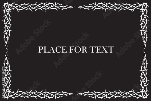 white frame of thorns image isolated on black background