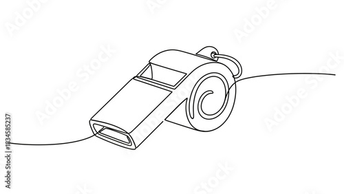 Continuous line drawing of a whistle a design element with a single line drawing style for any