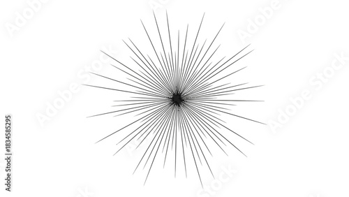 Monochrome radial lines emanating from a central point creating abstract starburst visual impact