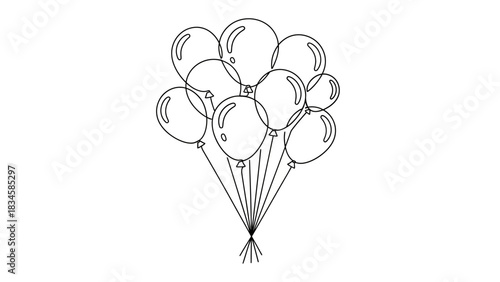 Minimalist Illustration of a Bunch of Balloons Tied Together for Celebration or Party