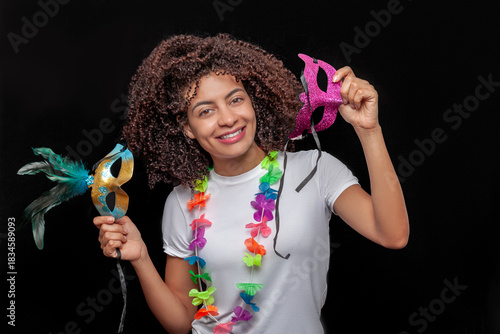Brazilian carnival with mask and accessories