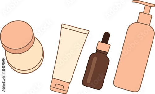 A top‑down photograph of cosmetic containers on a blue background, with rose‑gold numbers 2026 above