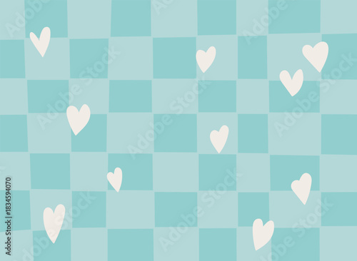 Checkered Heart Pattern Background