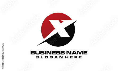 Modern Letter X Logo Design with Red and Black Circle.