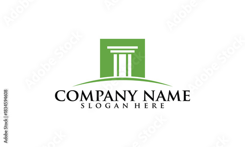 Green Pillar Logo Design for Legal or Business Company.