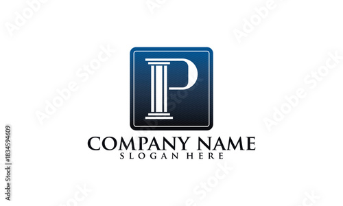 Law Firm Logo Design with Pillar and Letter P.