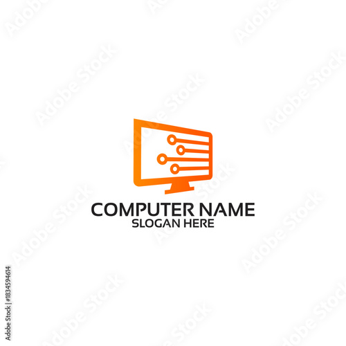 Computer Name Logo Design Technology Concept.