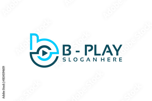 Modern B Play Logo Design with Play Button Icon.