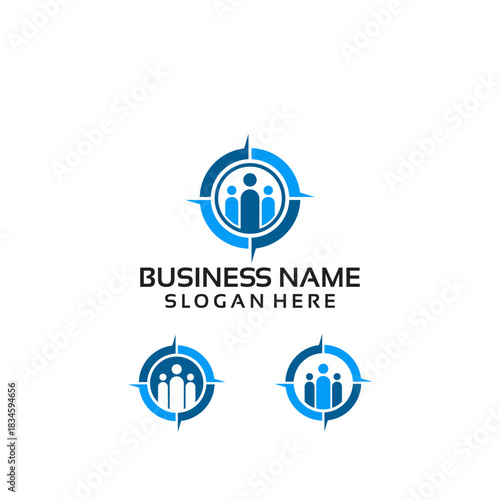 Teamwork Compass Logo Design for Business Growth and Direction.