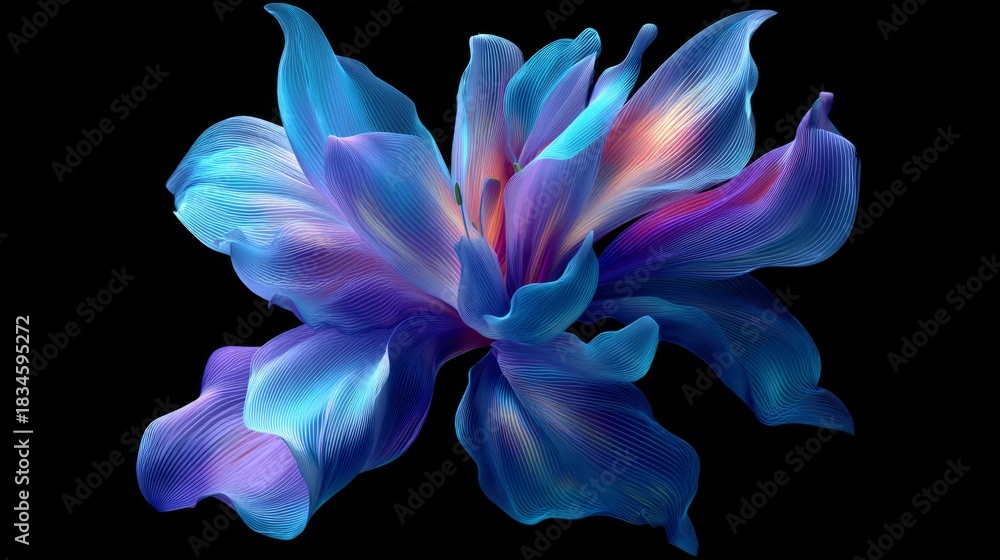 Fototapeta premium Stunning Abstract Flower Illustration in Vibrant Blue and Purple