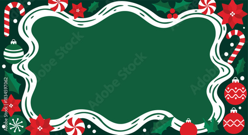 Festive holiday border design with a dark green backdrop to frame seasonal content