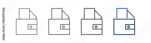 
outline icon set cardholder with credit card and wallet design