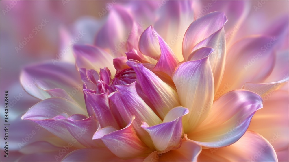 Fototapeta premium Delicate Pink and Cream Flower Petals with Soft Background Glow