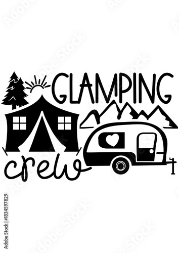 Glamping Crew Adventure: An inviting scene of a glamping crew ready for a journey. This image conveys the excitement and anticipation of outdoor travel and unique experiences. 