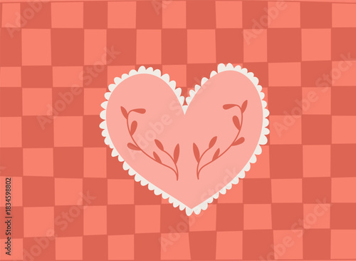 Gingham Heart on Checkered Background