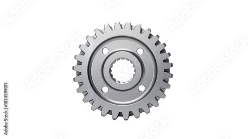 Metal cogwheel on transparent background in industrial design  
