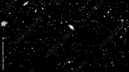Falling winter snow, seamless loopable background footage. Embedded alpha channel