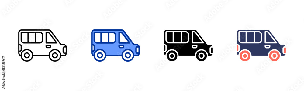 Fototapeta premium Van icon set multiple style collection
