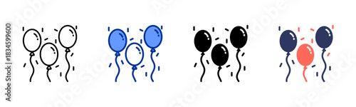Balloons icon set multiple style collection
