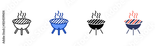 Bbq icon set multiple style collection