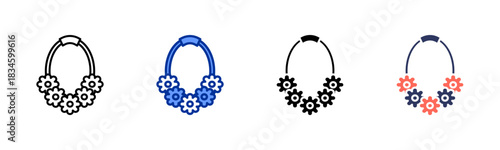 Flower Necklace icon set multiple style collection