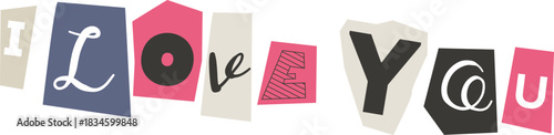 Cutout Paper I Love You Lettering