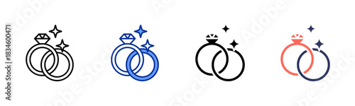 Engagement Ring icon set multiple style collection