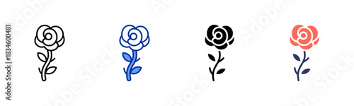 Rose icon set multiple style collection