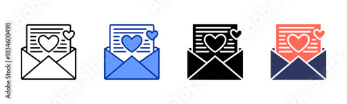 Love Letter icon set multiple style collection
