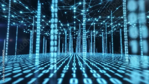 Digital data flow binary code network abstract background
