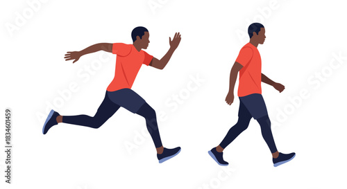 Black man demonstrating athletic movement on a clean white background for fitness and exercise illustrations