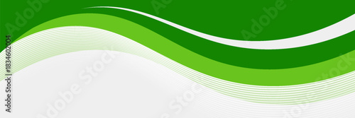 Abstract White and Green wave wide background banner. vector illustration